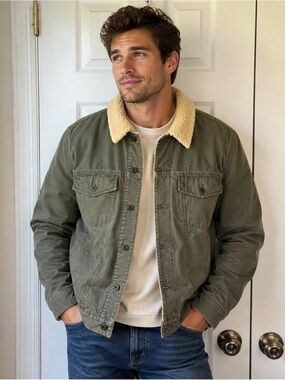 L.L. Bean VTG Men's Detroit Denim Sherpa Jacket Large Green